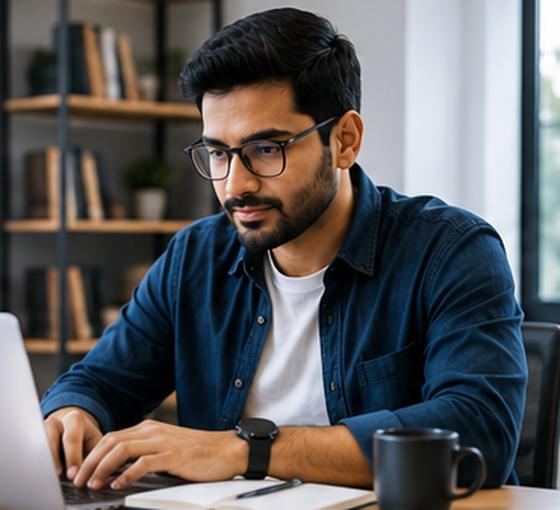 Working professional studying online